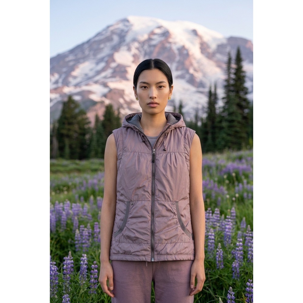 Scapegoat by prAna Mauve Primaloft Hooded Puffer Vest Womens Medium 1st Edition